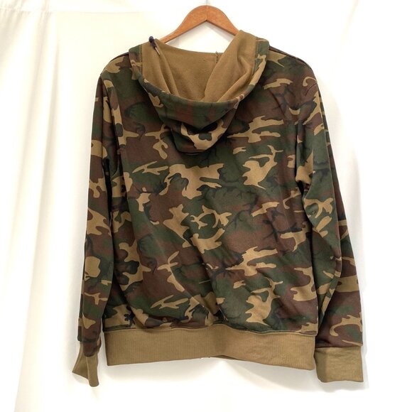 VTG Sears Fieldmaster Mens Camo Hoodie Jacket Sz L Green Full Zip Grunge Outdoor - Picture 2 of 9